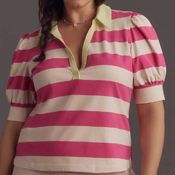 Maeve Puff-Sleeve Polo Top (Anthropologie) - Picture 5 of 6